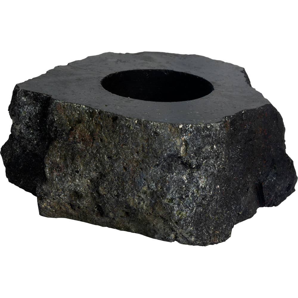 Rough Black Tourmaline T-Light Candle Holder