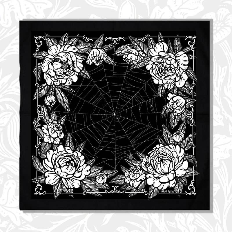 Spiderweb & Peonies Bandana