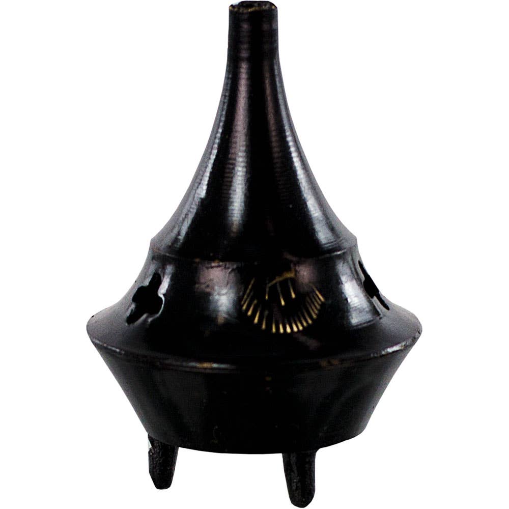 Brass Incense Cone Burner - Black
